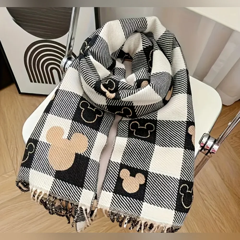 Adorable super soft Mickey Mouse scarves, 13" x 78". **brown & pink available - Picture 4 of 7